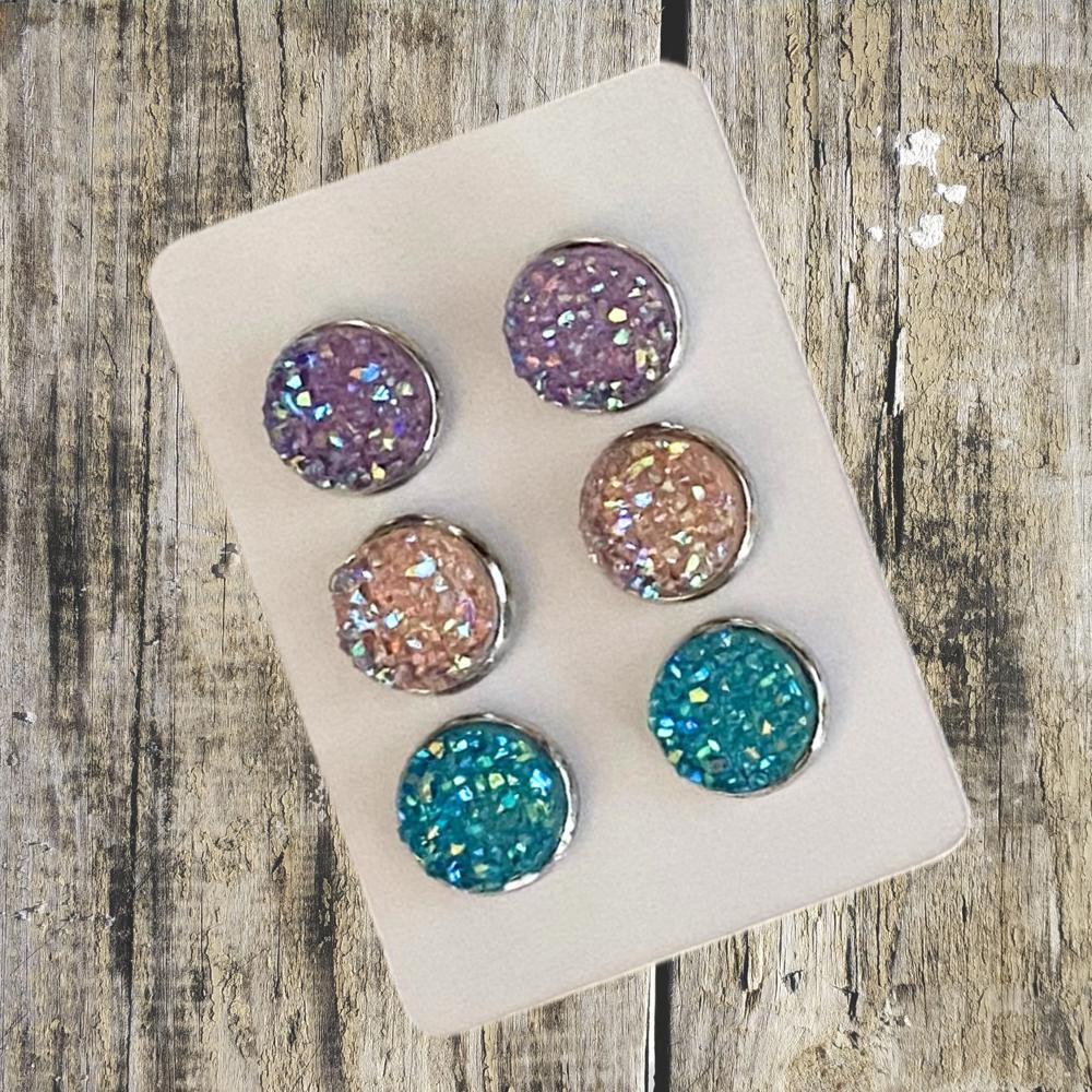 Druzy/Cabochon 12mm 3pk Earrings