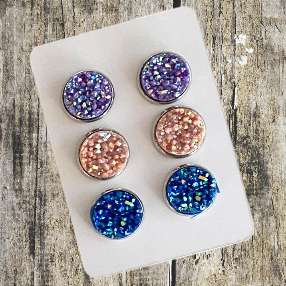 Druzy/Cabochon 12mm 3pk Earrings