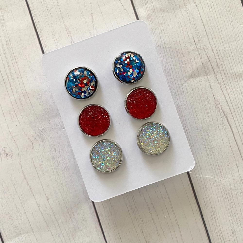 Druzy/Cabochon 12mm 3pk Earrings