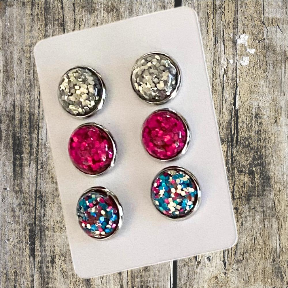 Druzy/Cabochon 12mm 3pk Earrings