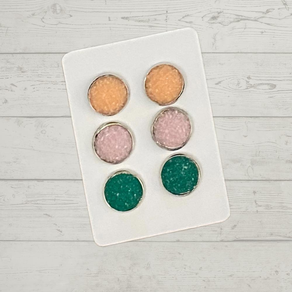 Druzy/Cabochon 12mm 3pk Earrings