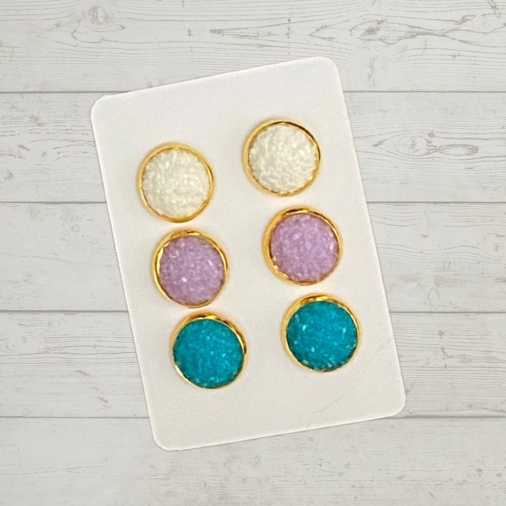 Druzy/Cabochon 12mm 3pk Earrings