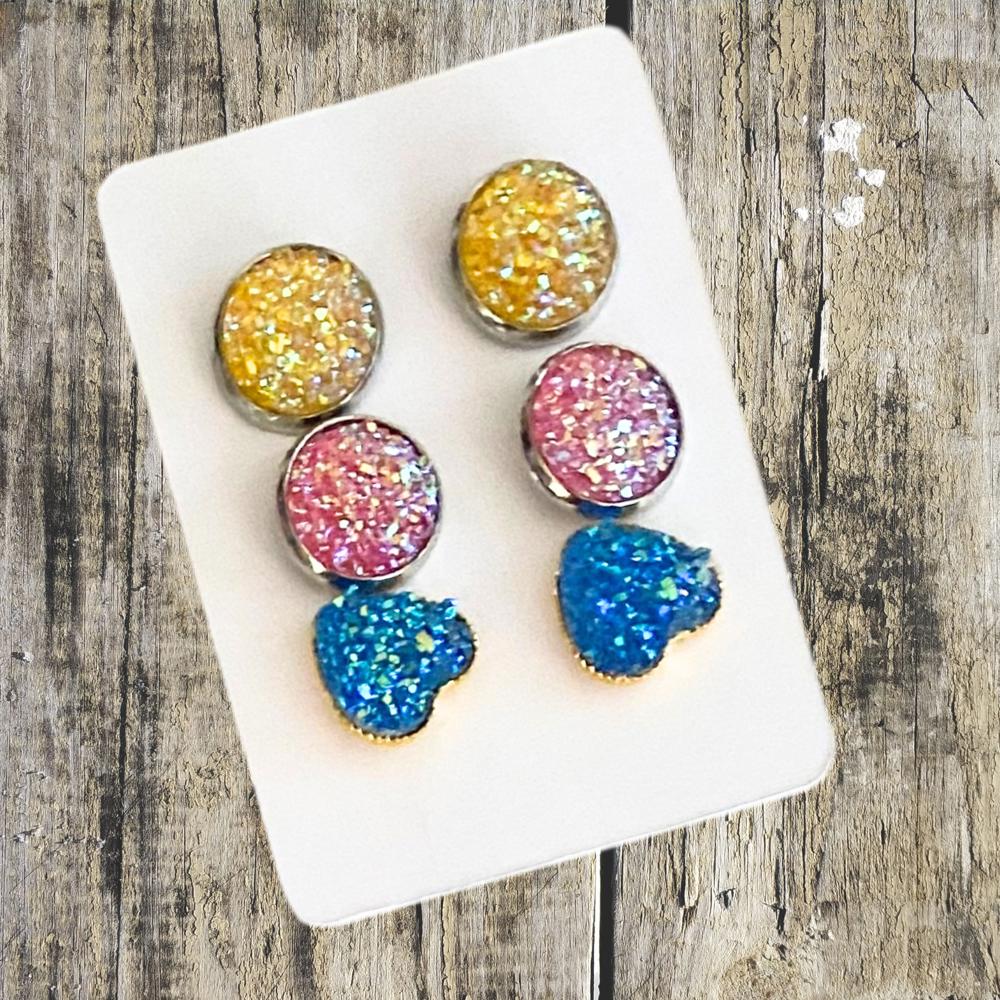 Druzy/Cabochon 12mm 3pk Earrings