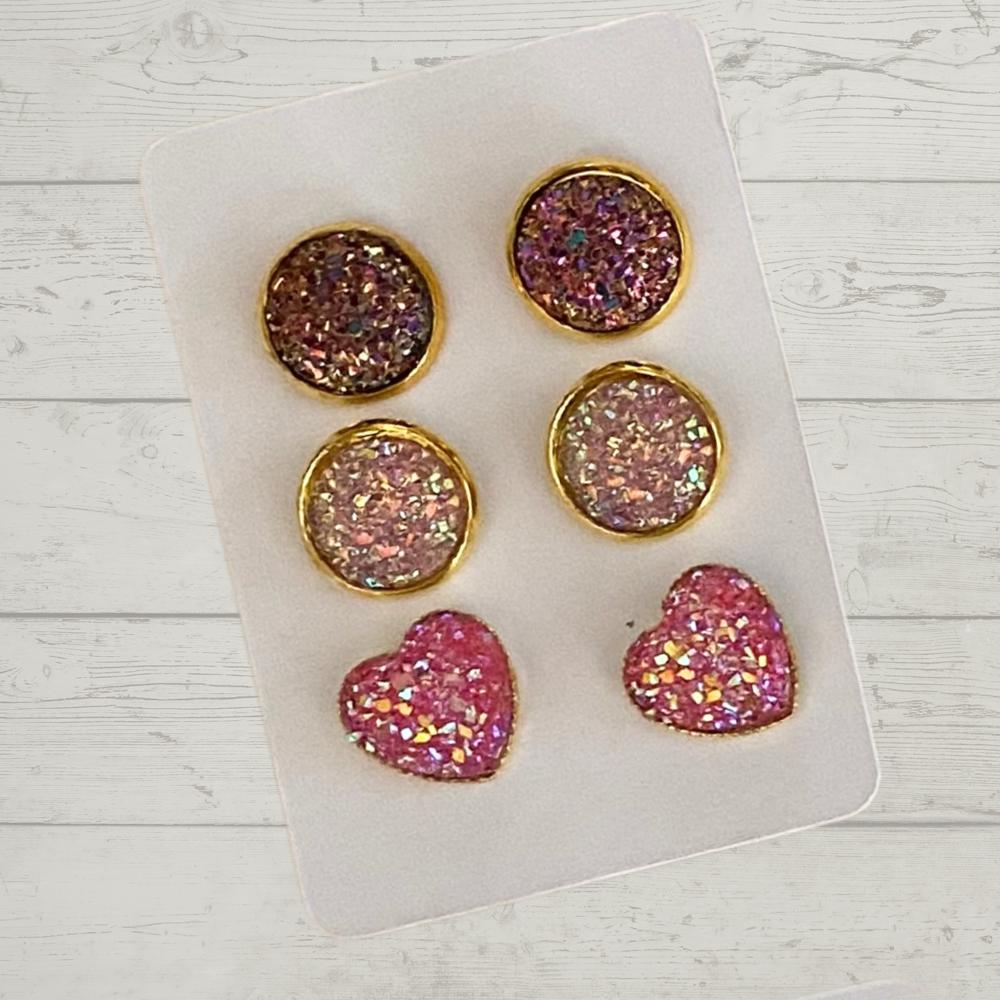 Druzy/Cabochon 12mm 3pk Earrings