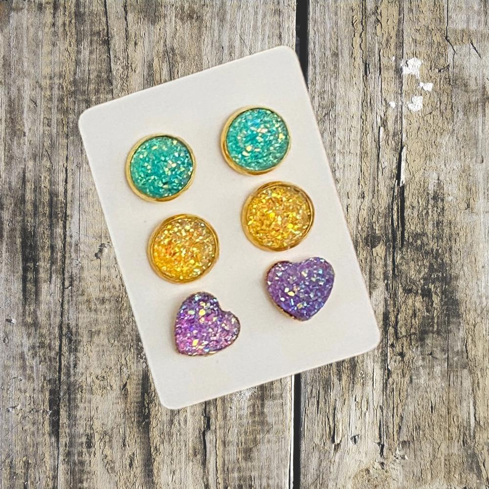 Druzy/Cabochon 12mm 3pk Earrings