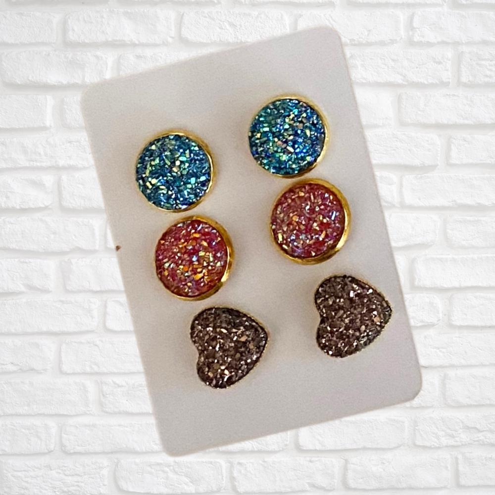 Druzy/Cabochon 12mm 3pk Earrings