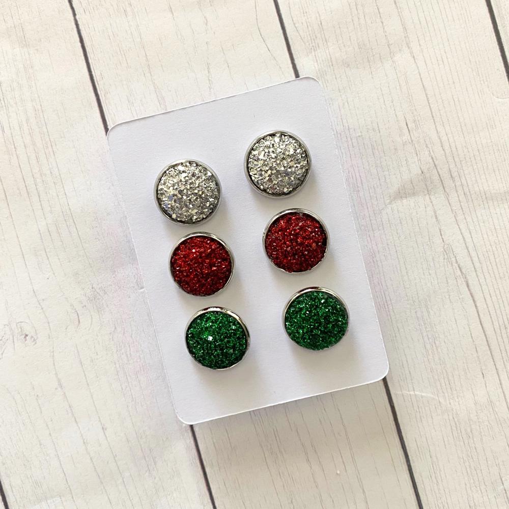 Druzy/Cabochon 12mm 3pk Earrings