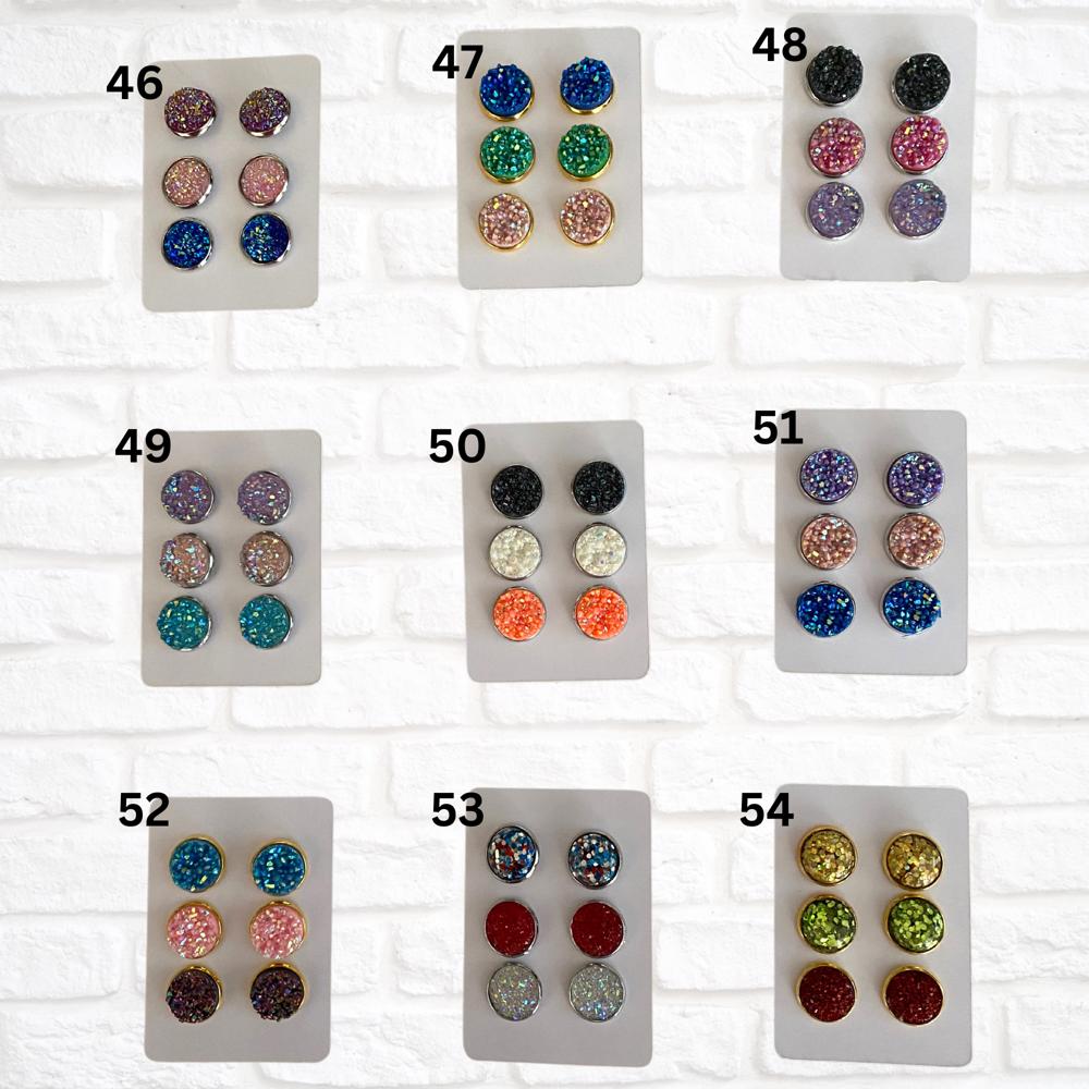 Druzy/Cabochon 12mm 3pk Earrings