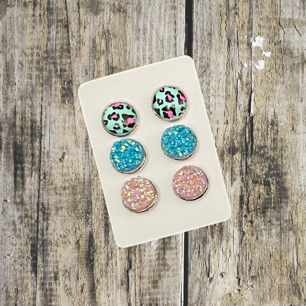 Druzy/Cabochon 12mm 3pk Earrings