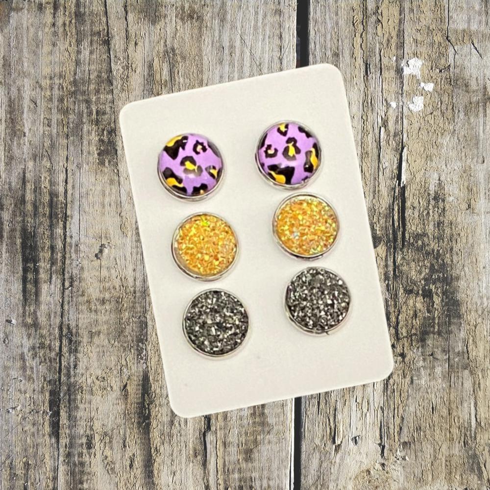 Druzy/Cabochon 12mm 3pk Earrings