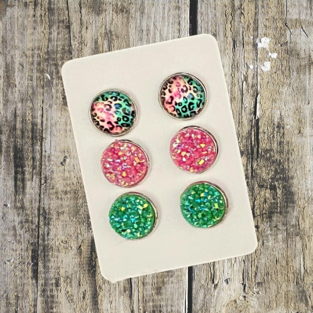 Druzy/Cabochon 12mm 3pk Earrings