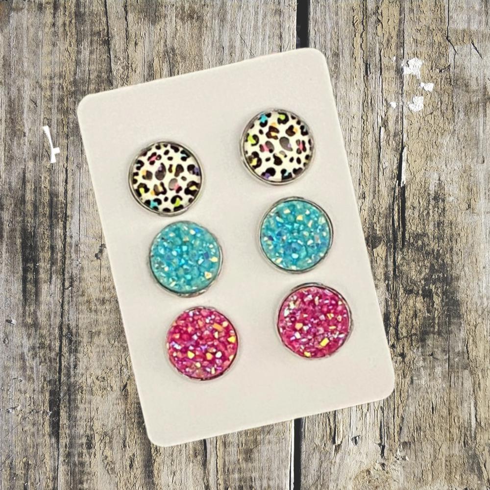 Druzy/Cabochon 12mm 3pk Earrings