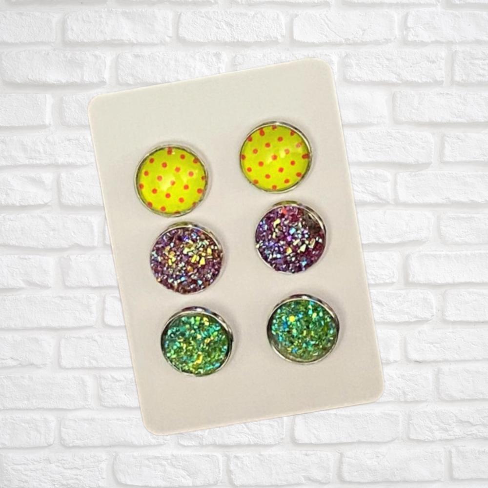 Druzy/Cabochon 12mm 3pk Earrings