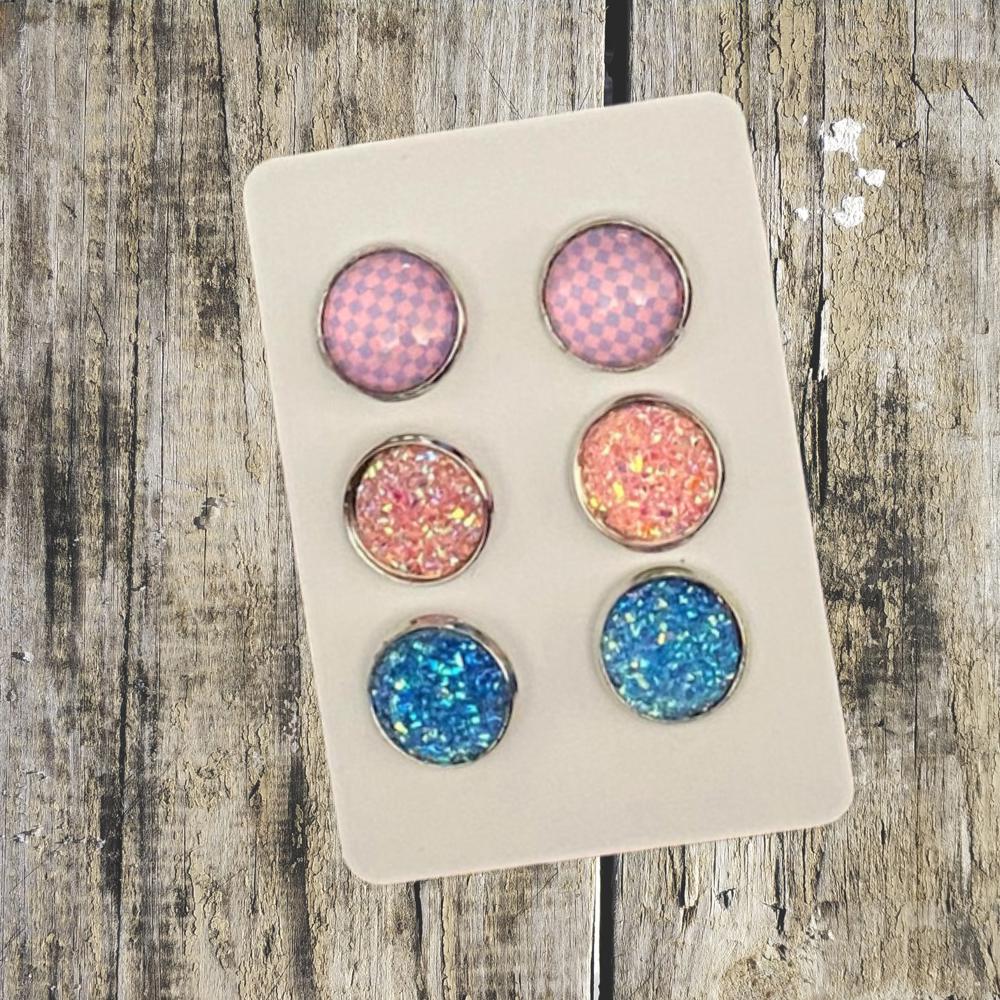 Druzy/Cabochon 12mm 3pk Earrings