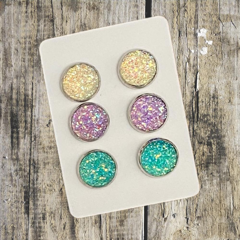 Druzy/Cabochon 12mm 3pk Earrings