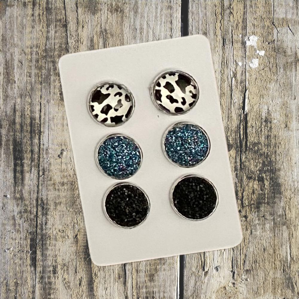 Druzy/Cabochon 12mm 3pk Earrings