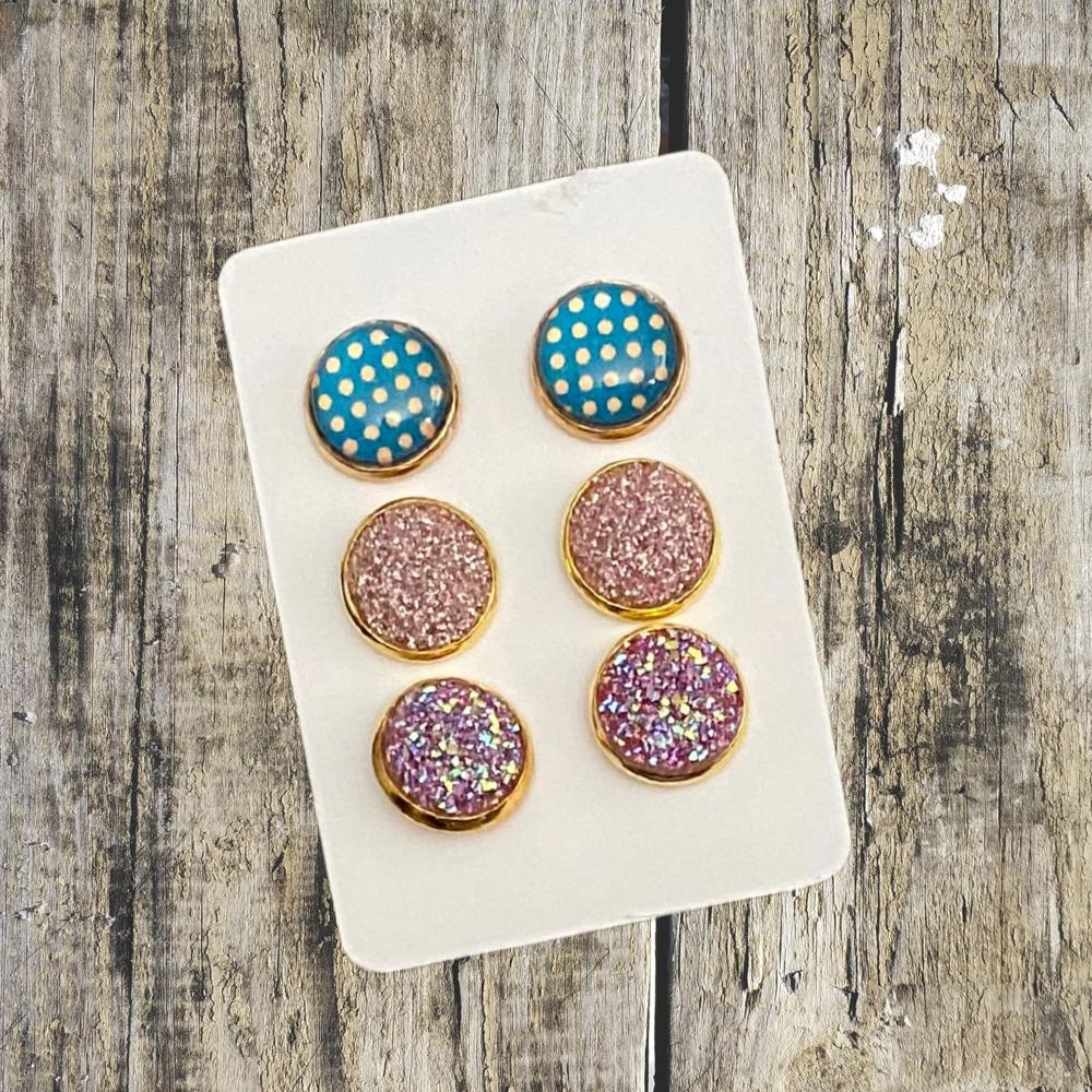 Druzy/Cabochon 12mm 3pk Earrings