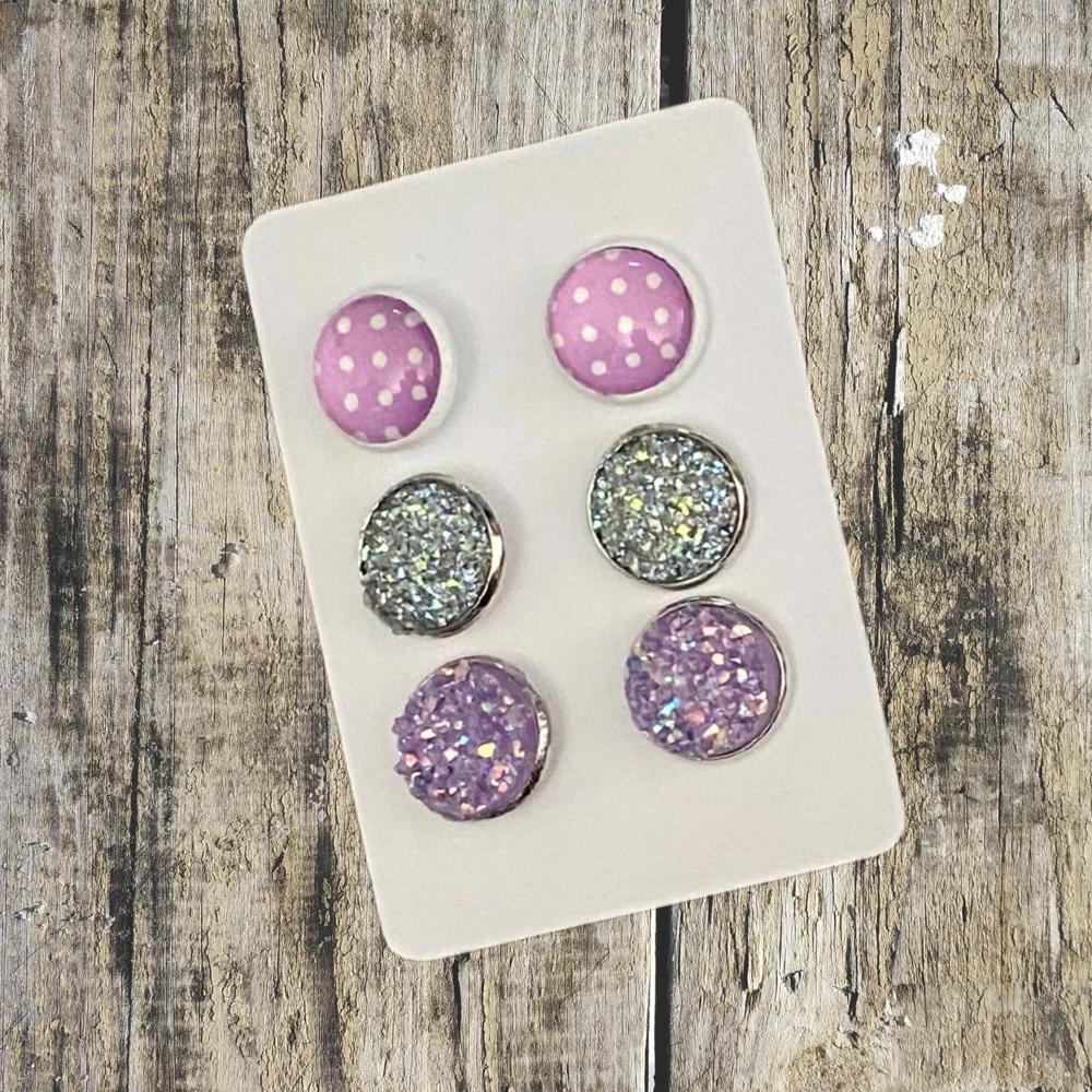 Druzy/Cabochon 12mm 3pk Earrings