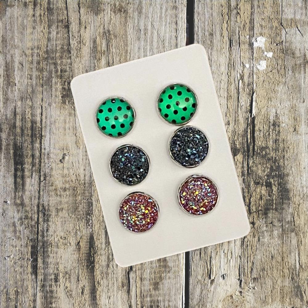 Druzy/Cabochon 12mm 3pk Earrings