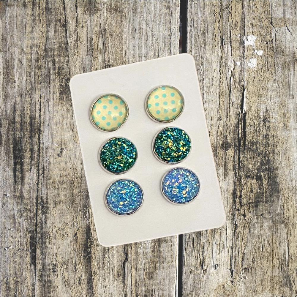 Druzy/Cabochon 12mm 3pk Earrings