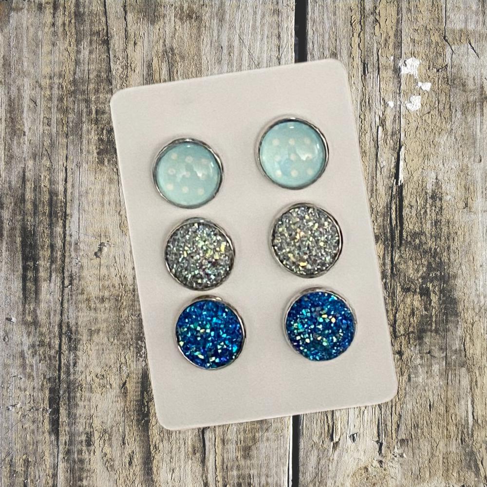 Druzy/Cabochon 12mm 3pk Earrings