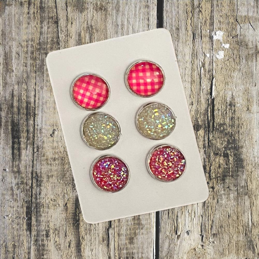 Druzy/Cabochon 12mm 3pk Earrings