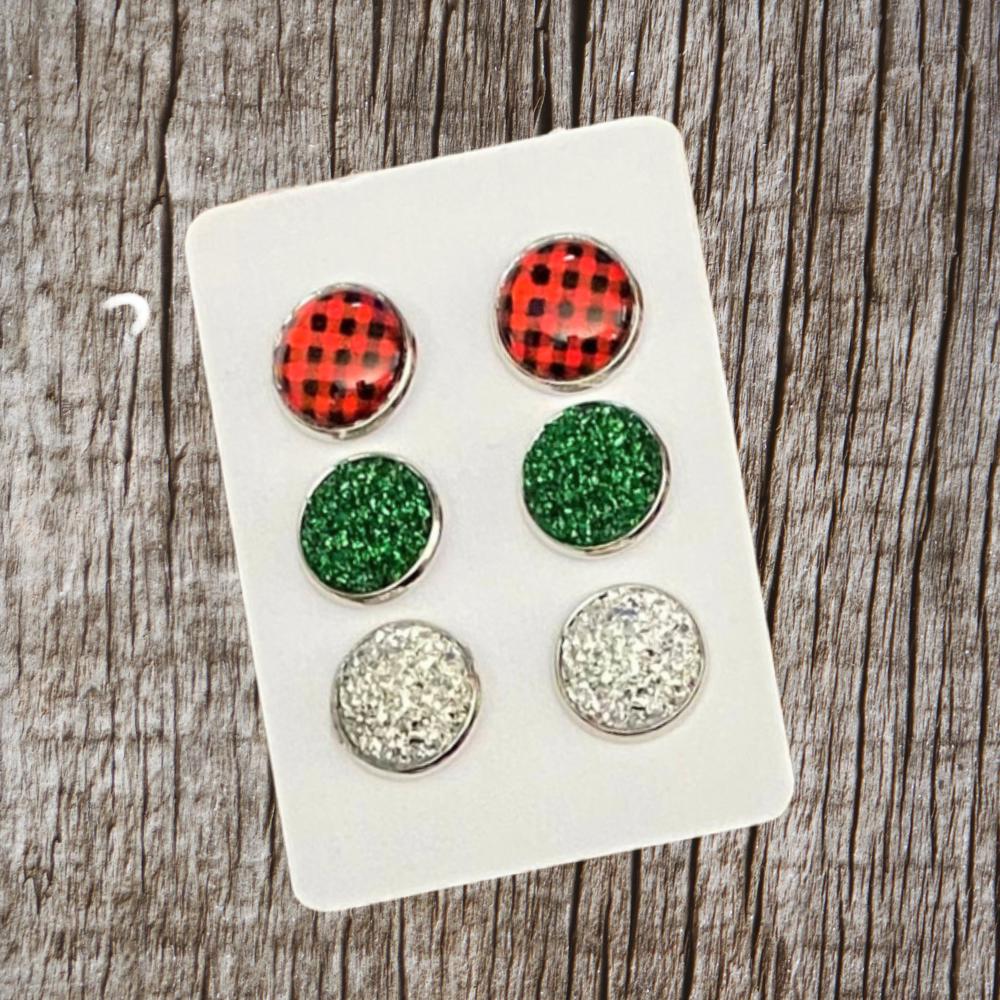 Druzy/Cabochon 12mm 3pk Earrings