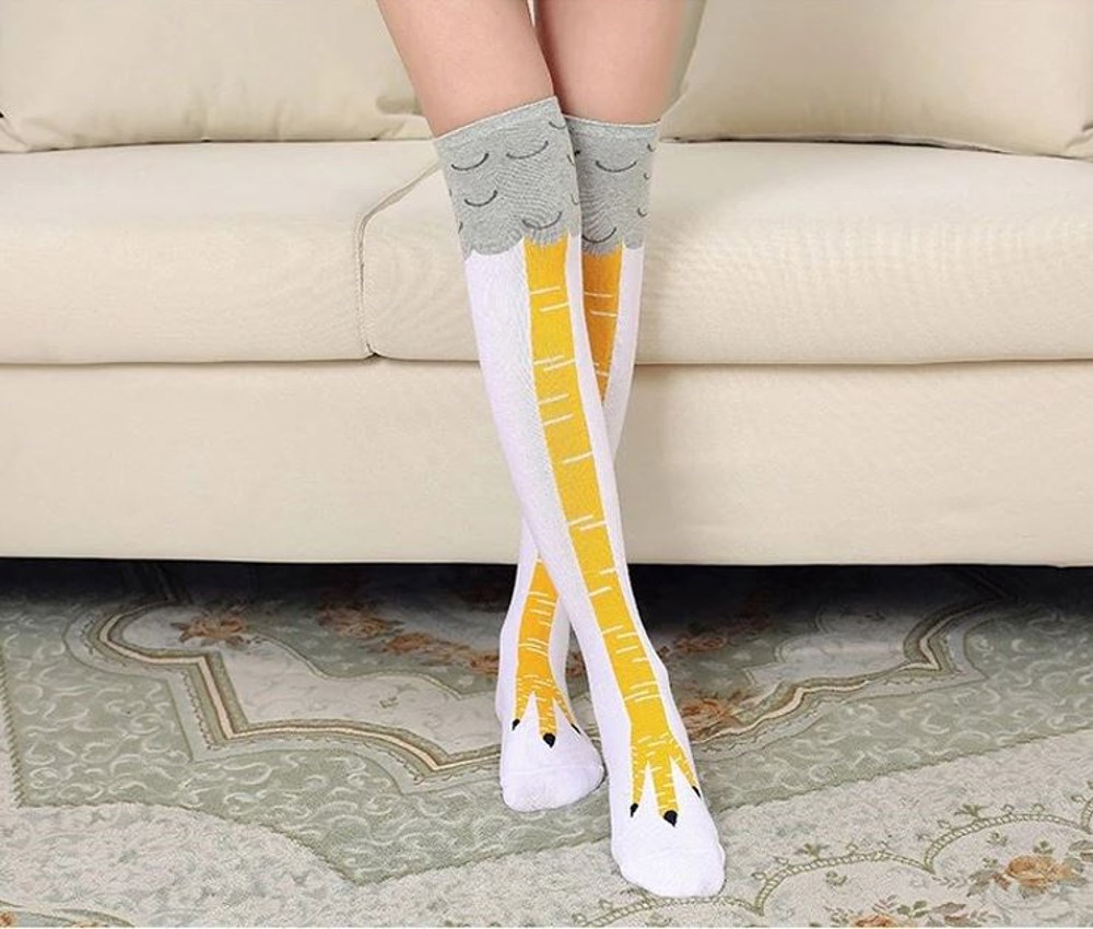 Funny Chicken Leg Socks - White