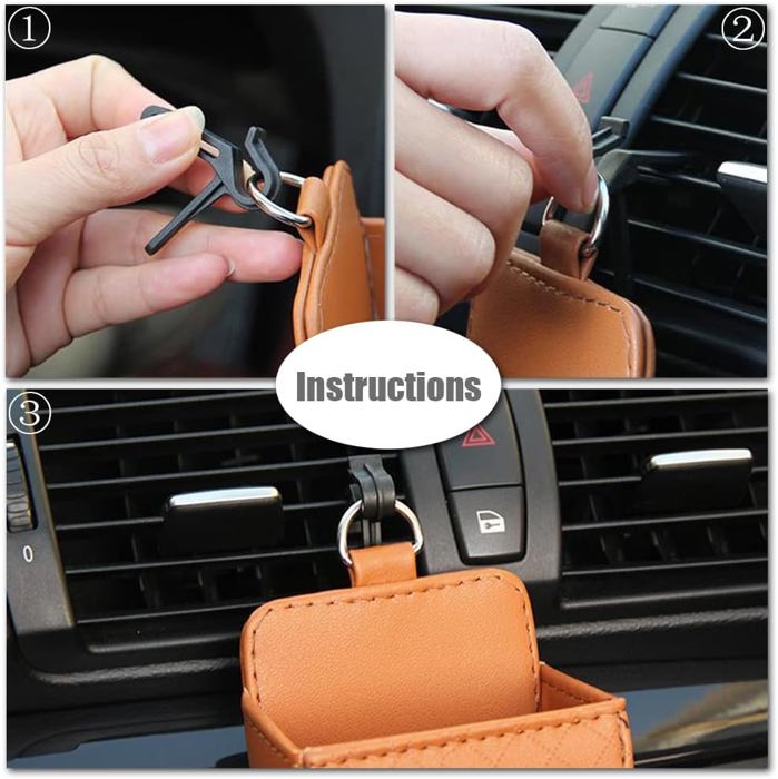 Taupe Car Vent Storage Pocket