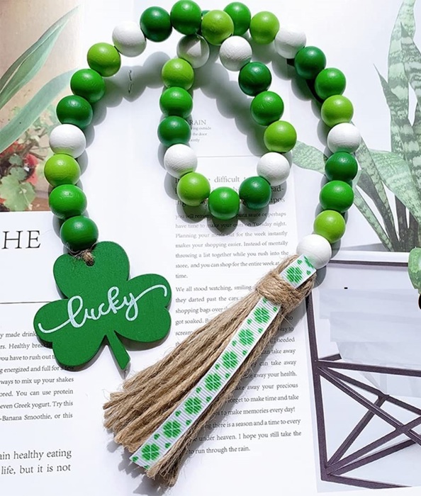 Lucky Wooden Beaded Garland St. Patrick's Day Deco