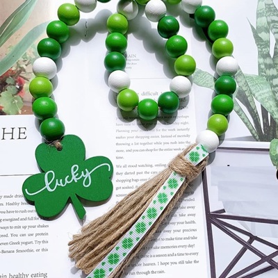 Lucky Wooden Beaded Garland St. Patrick's Day Deco