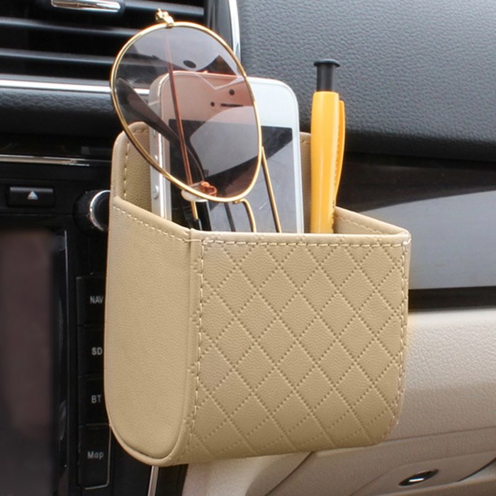 Taupe Car Vent Storage Pocket