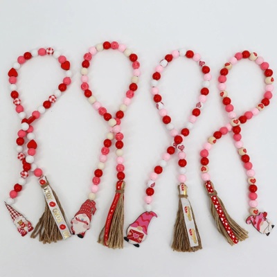 Gnome Valentine Wooden Bead Garland