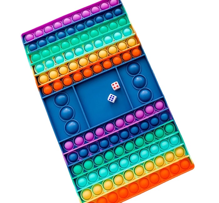 Rainbow Bubble Pop Fidget Board Game w/ Dice