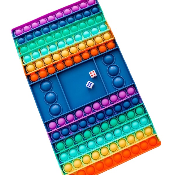 Rainbow Bubble Pop Fidget Board Game w/ Dice