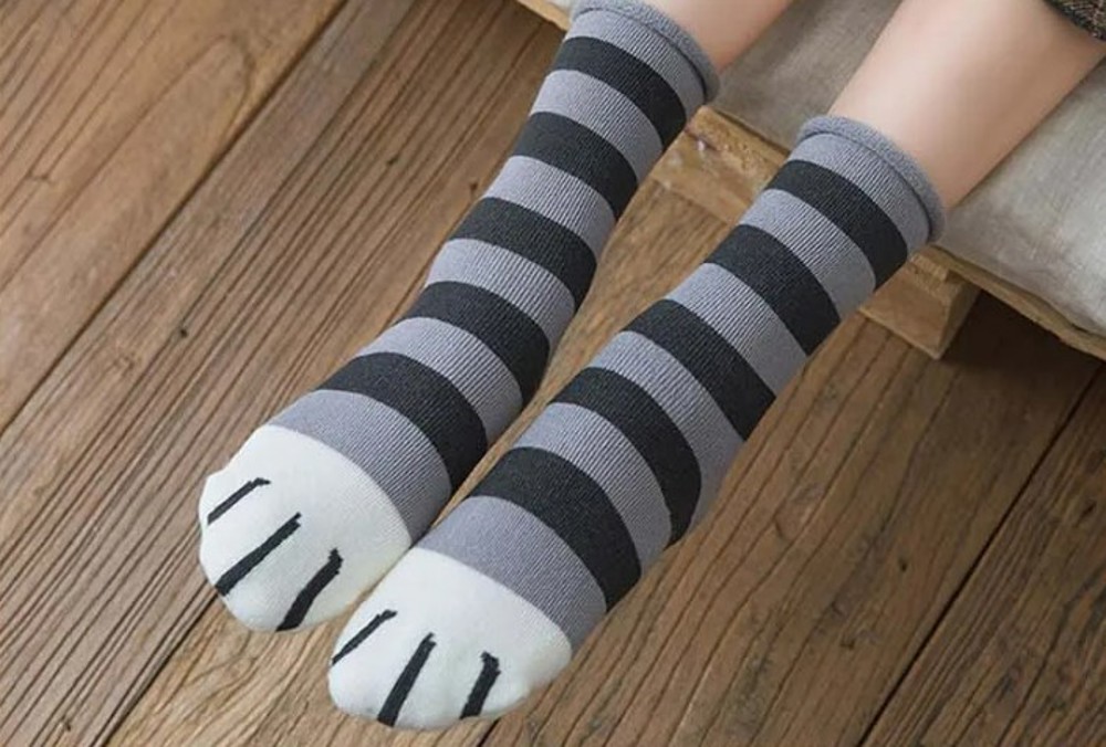 Stripe Cat Feet Socks 