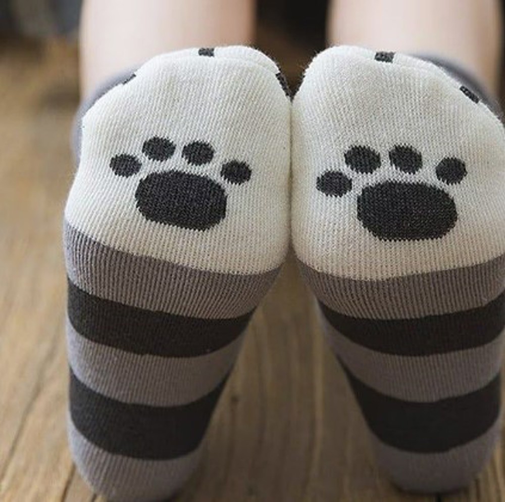 Stripe Cat Feet Socks 