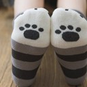  Stripe Cat Feet Socks 