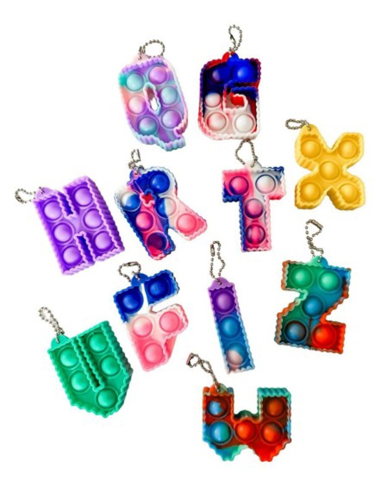 11pc Set Letter Fidget Bubble Pop Keychains