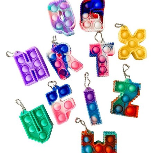 11pc Set Letter Fidget Bubble Pop Keychains