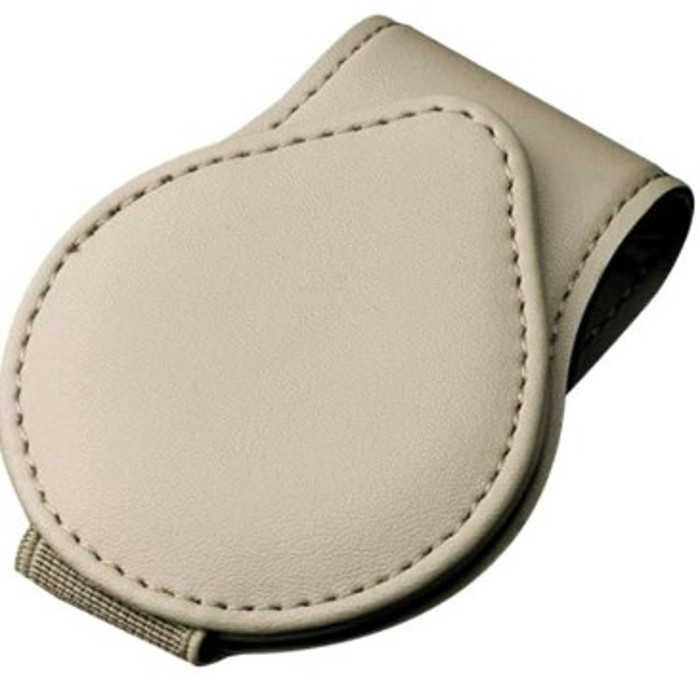  Beige Leather Magnetic Sunglasses Holder Clip