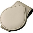   Beige Leather Magnetic Sunglasses Holder Clip