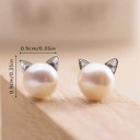  Pearl Kitty Cat Earrings