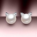  Pearl Kitty Cat Earrings