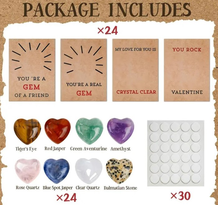 24pc Gem Stone Valentine's Day Card Kit