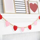  Sweethearts Red & Pink Heart Wooden Bead Garland Valentine's Day 