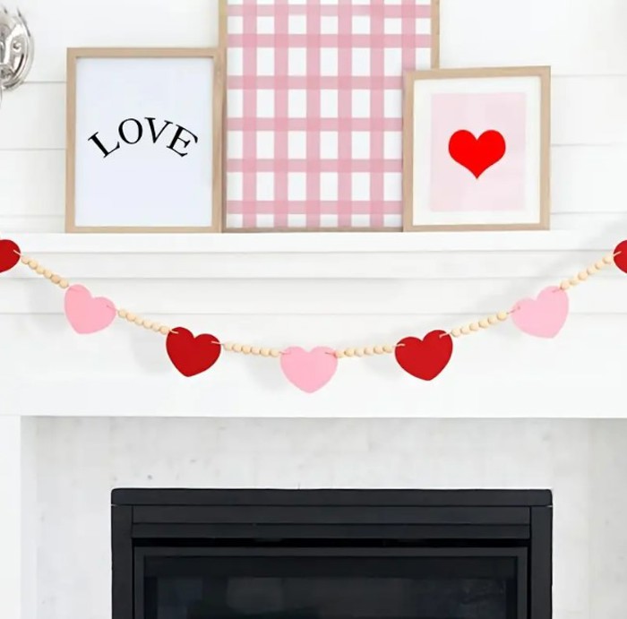 Sweethearts Red & Pink Heart Wooden Bead Garland Valentine's Day 