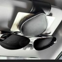  Black Leather Magnetic Sunglasses Holder Clip