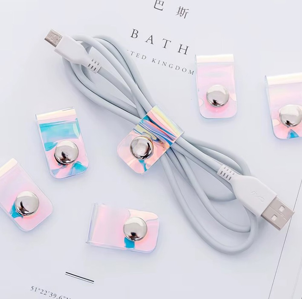 6pc Iridescent Acrylic Cable Organizer Set