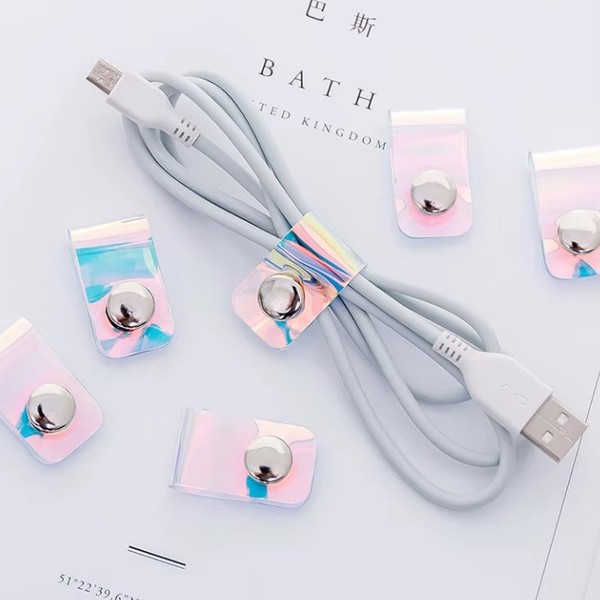 6pc Iridescent Acrylic Cable Organizer Set